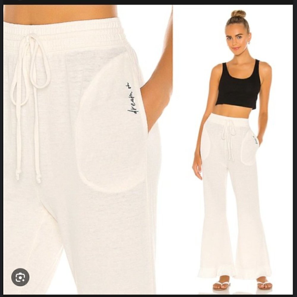 NWT Free People Cozy cool girl lounge pants in ivory flared wide leg sweatpants